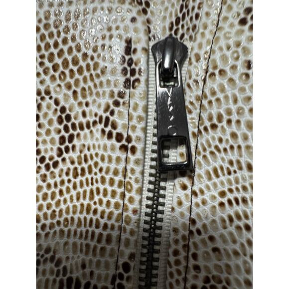 Vakko Jacket Womens Small Snakeskin Print 100% Leather Asymmetrical Moto Style - Picture 6 of 13